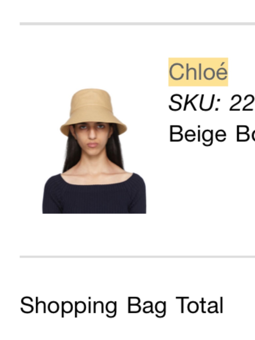 Chloe beige cream Canvas Bucket Hat